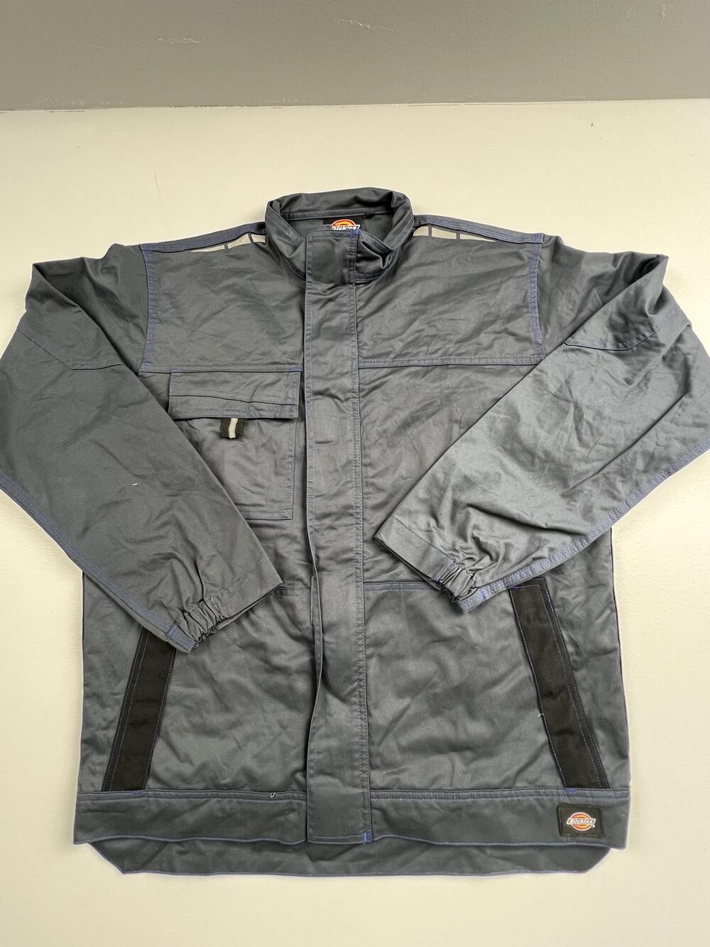 Dickies Jacket Mens XL Gray Canvas Windbreaker Reflective Full Zip Workwear